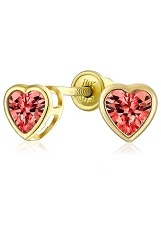nice little heart cz dark red childrens birthstone earrings